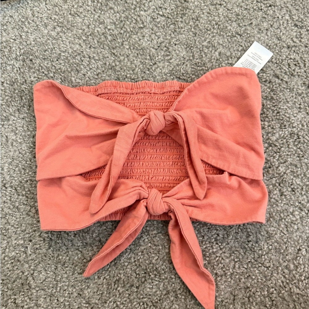 Aritzia Coral Tie-Front Tank Top
